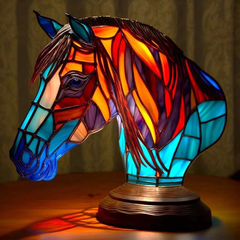 Escultura de imagen de animal extraño mágico con adornos de luz coloridos
