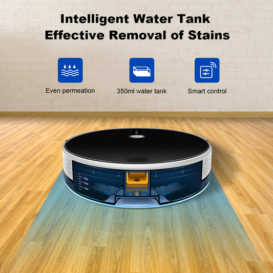 INGVY Robot aspirador para barrido y limpieza; Robot aspirador por mapa, memoria, partición inteligente, aplicación WiFi, tanque de agua eléctrico, simula trapo húmedo.