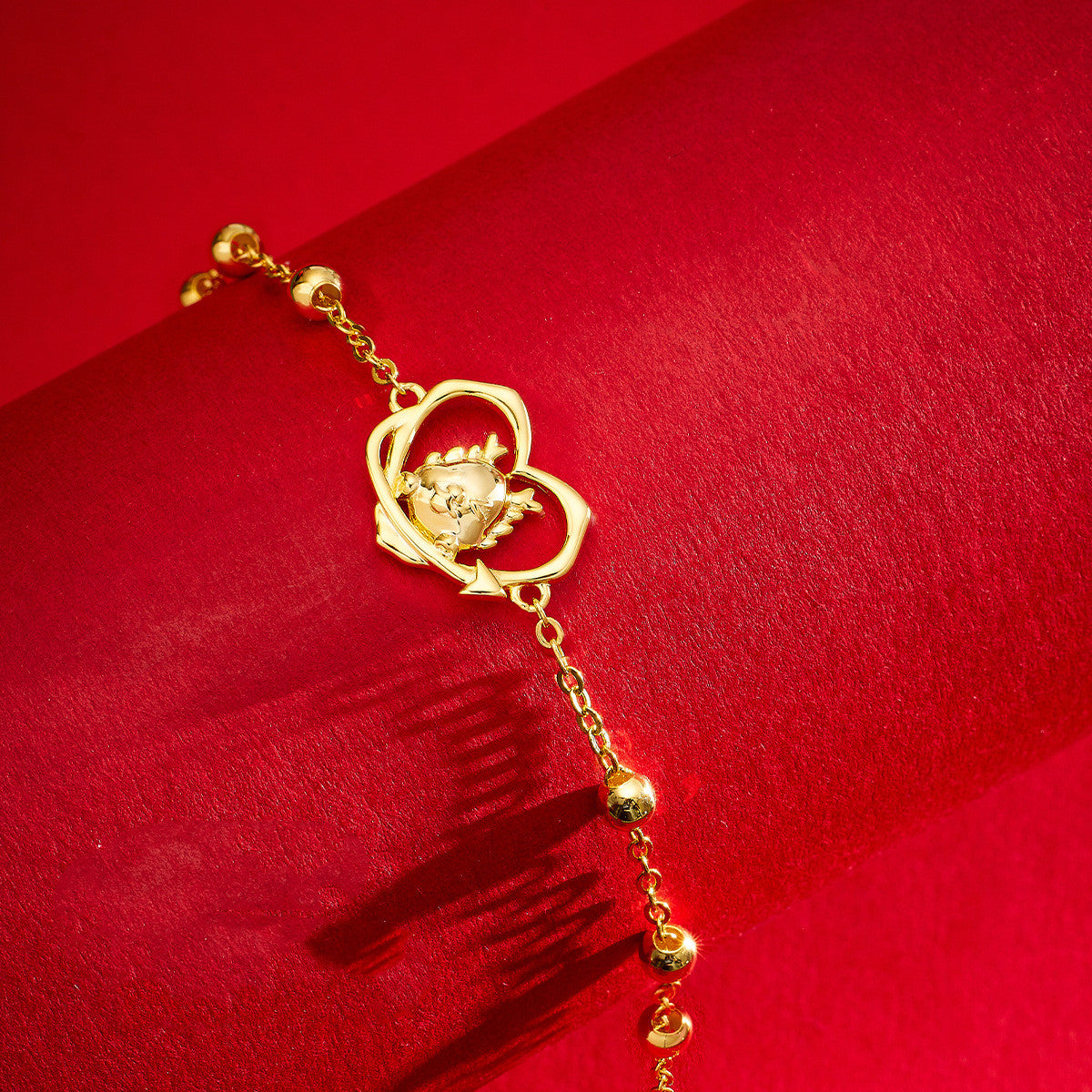 Collar del año del dragón con diseño de corazón alta calidad y gran diseño, 2024 abundancia