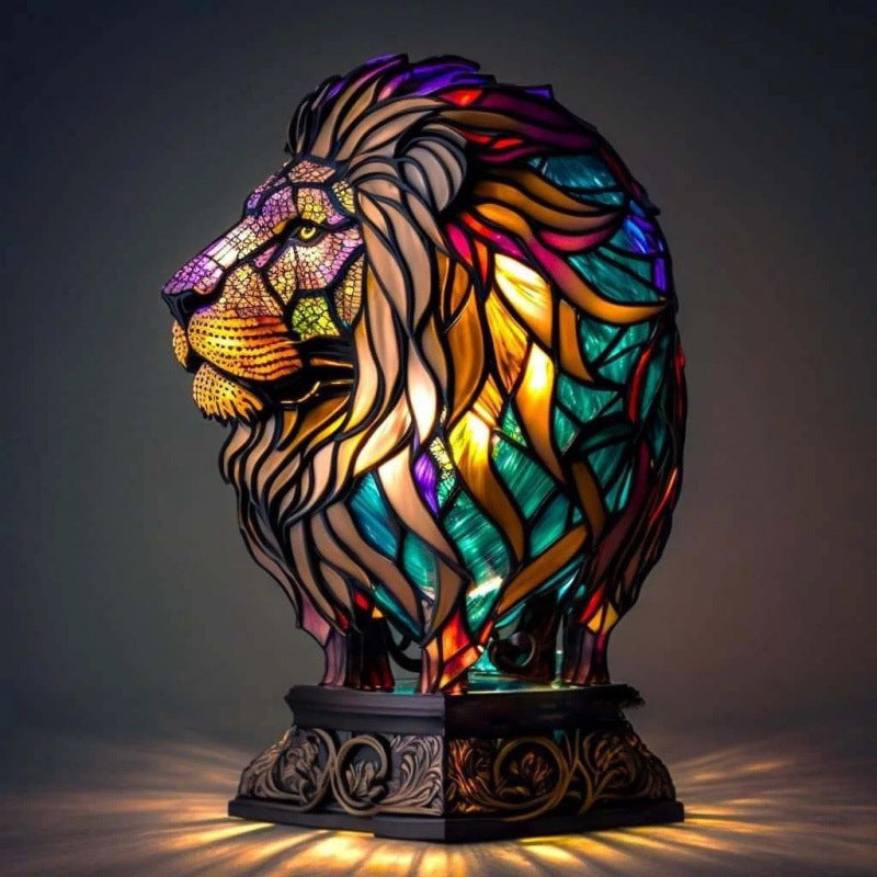 Escultura de imagen de animal extraño mágico con adornos de luz coloridos