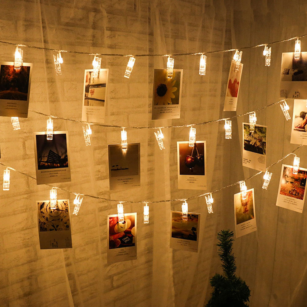 Guirnalda de luces LED para portafotos; Cuelga tus fotos en esa hermosa tira de luces, guirnalda de luces con ganchos para fotos