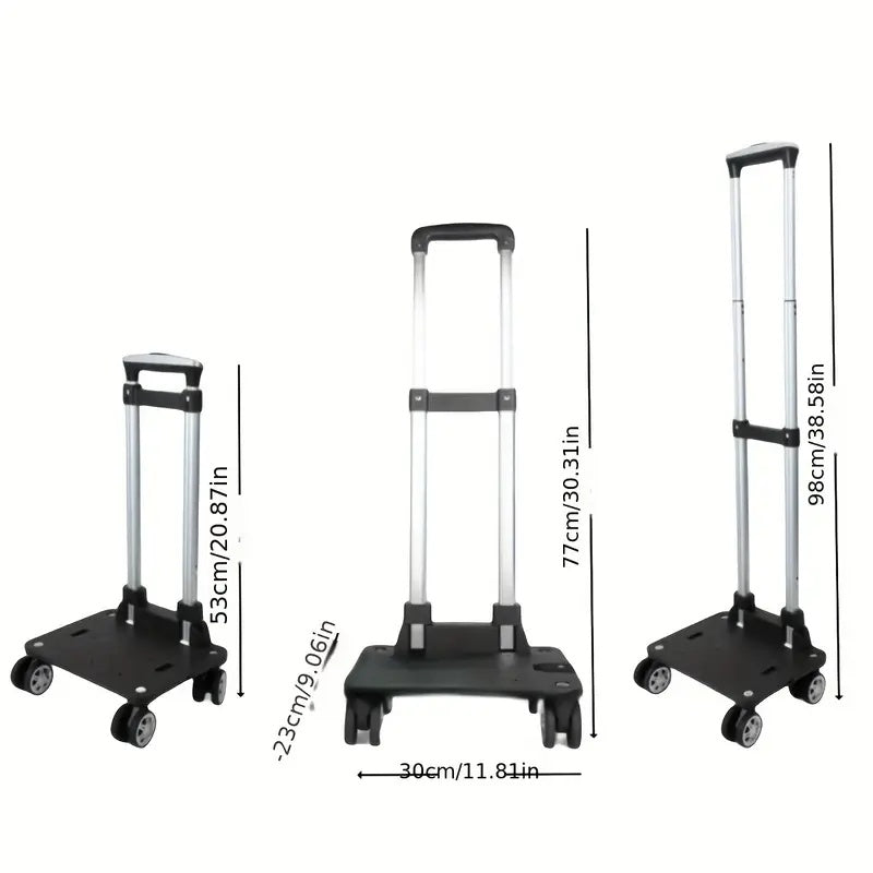 Carrito plegable universal con 5 ruedas que giran 360 grados, material ligero y ultraflexible.