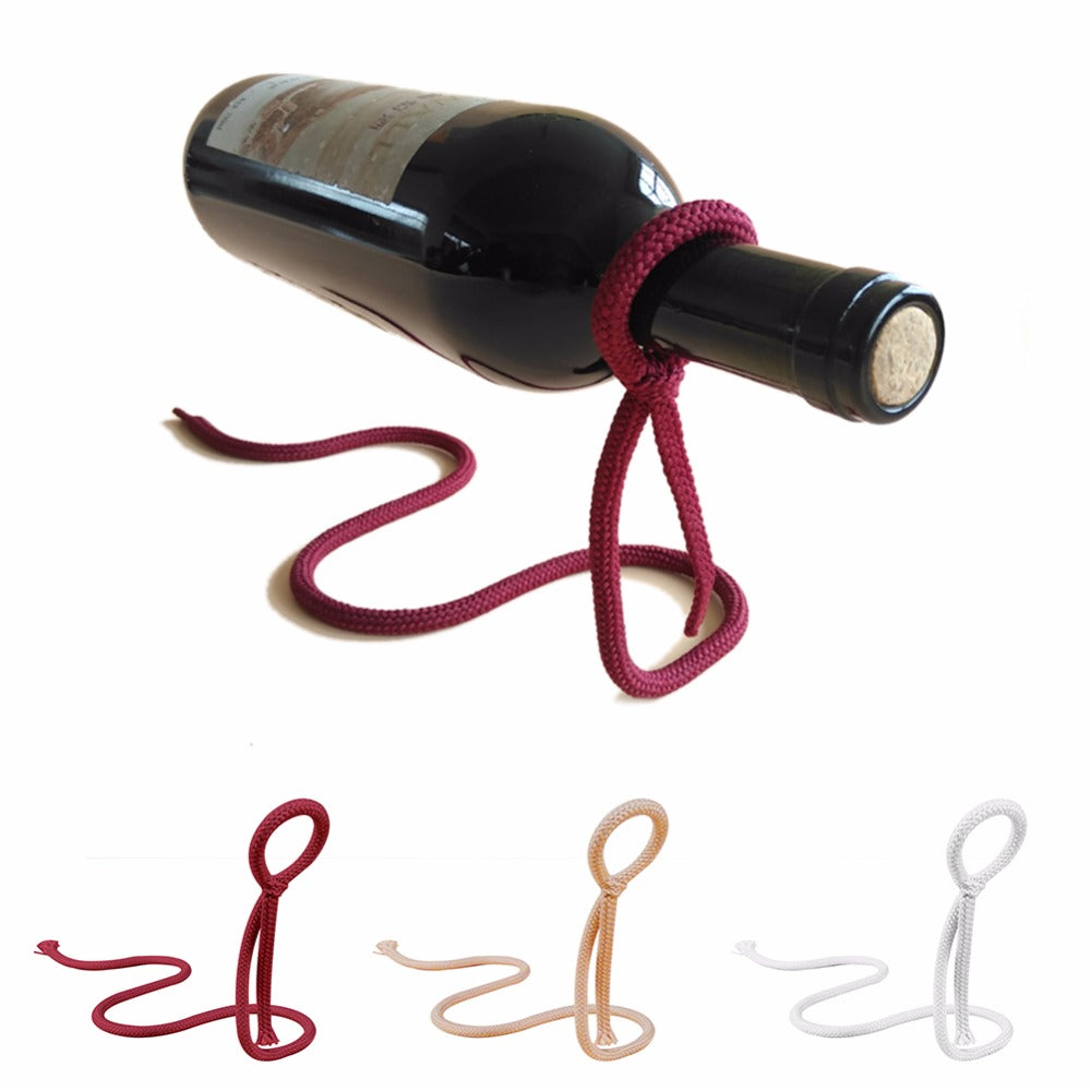 Soporte de botella de vino con diseño flotante, cuerda, lazo, estante para vino, whisky, cocina, bar, pub, accesorios