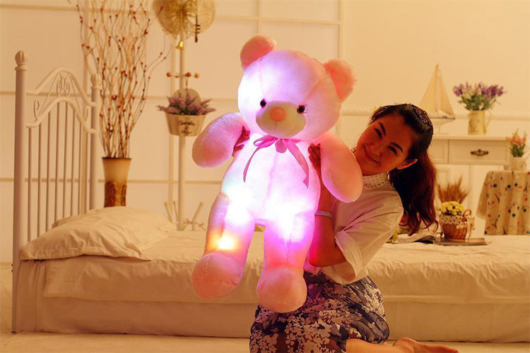Oso de peluche con luz LED, juguete de peluche colorido brillante, regalo para niños, almohada cómoda