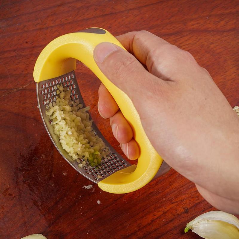 Trituradora de ajo de acero inoxidable, prensa de ajo, Manual para el hogar, herramientas curvas para frutas y verduras, utensilios de cocina,