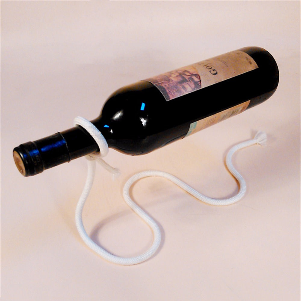 Soporte de botella de vino con diseño flotante, cuerda, lazo, estante para vino, whisky, cocina, bar, pub, accesorios