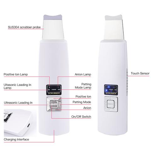 Limpiador facial ultrasónico para puntos negros y acné, masajeador vibratorio, máquina de limpieza ultrasónica 394