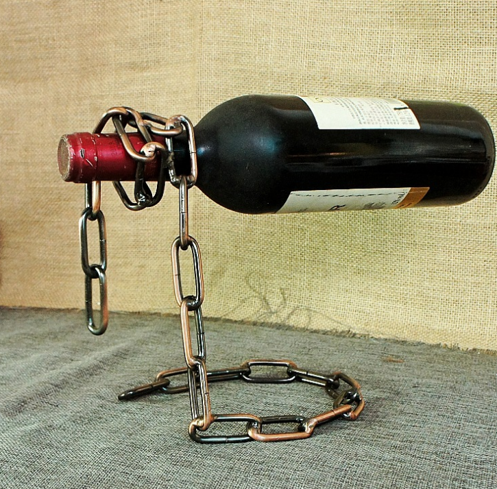 Soporte de botella de vino con diseño flotante, cuerda, lazo, estante para vino, whisky, cocina, bar, pub, accesorios