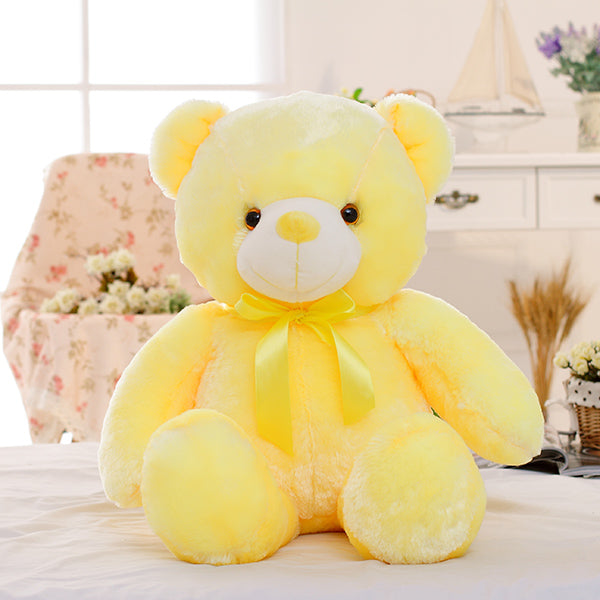 Oso de peluche con luz LED, juguete de peluche colorido brillante, regalo para niños, almohada cómoda