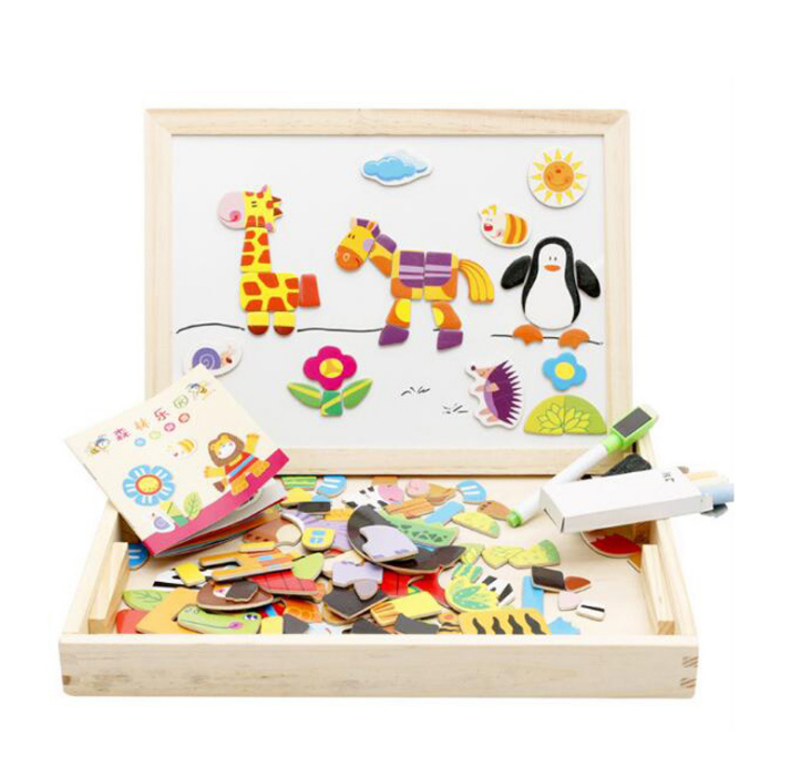 Rompecabezas magnético multifuncional para niños, tablero de dibujo, juguetes educativos