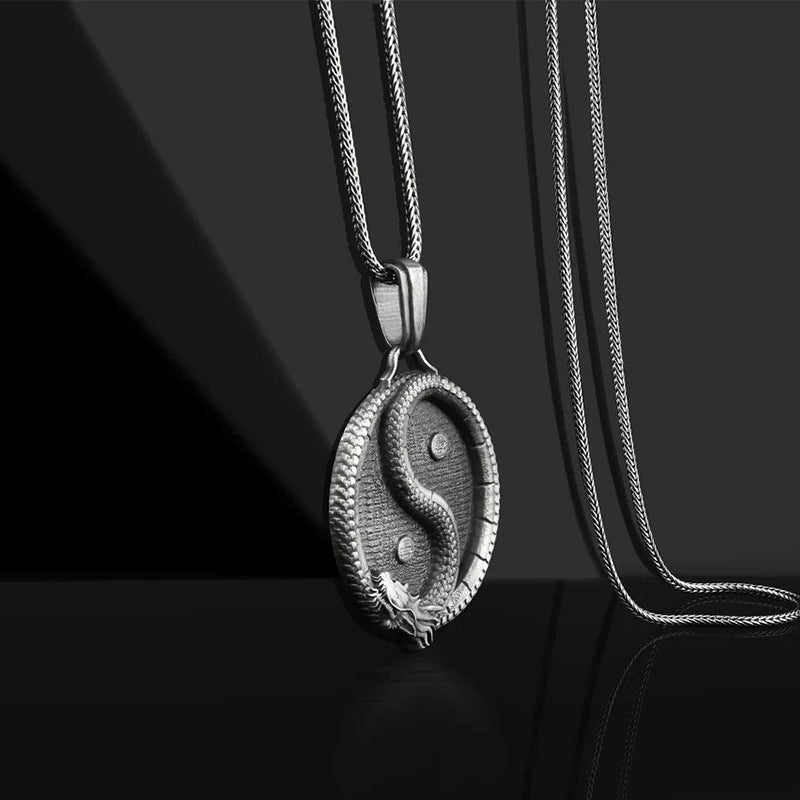 Cadena UNISEX en metal acero y titanio con figura de YIN YANG