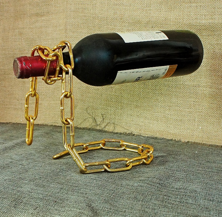 Soporte de botella de vino con diseño flotante, cuerda, lazo, estante para vino, whisky, cocina, bar, pub, accesorios