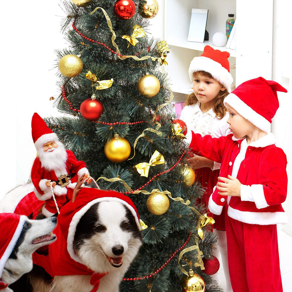 Ropa navideña para perros: Papá Noel montando un ciervo