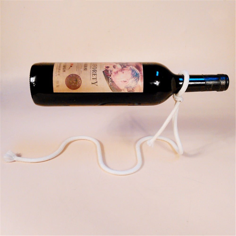 Soporte de botella de vino con diseño flotante, cuerda, lazo, estante para vino, whisky, cocina, bar, pub, accesorios