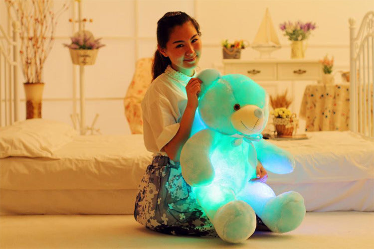 Oso de peluche con luz LED, juguete de peluche colorido brillante, regalo para niños, almohada cómoda