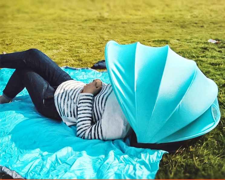 Paraguas de playa plegables a prueba de sol al aire libre, sombrilla para el rostro y cuello con almohada de apoyo
