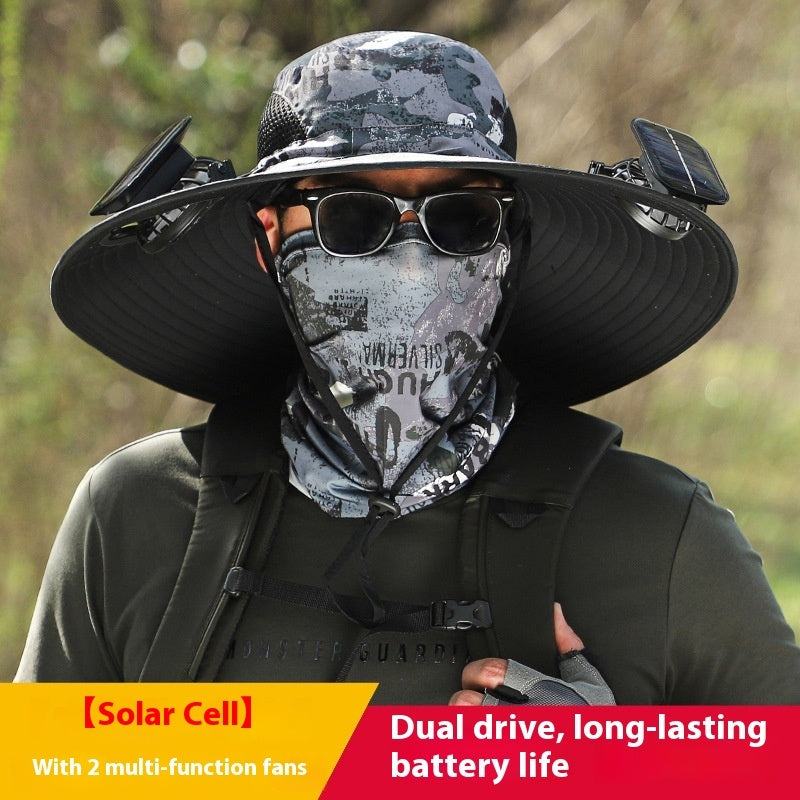 Sombrero con Doble Ventilador Solar – Anti-Calor, Impermeable y Transpirable