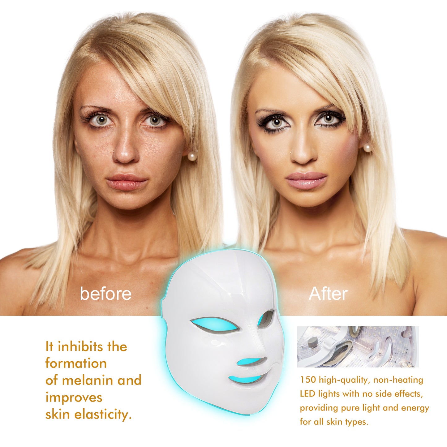 Máscara LED de 7 colores para uso terapéutico en rostro. Máscara facial profesional de fotos con luz LED.