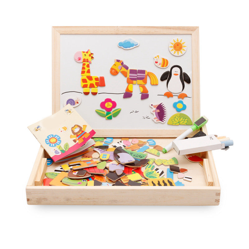 Rompecabezas magnético multifuncional para niños, tablero de dibujo, juguetes educativos