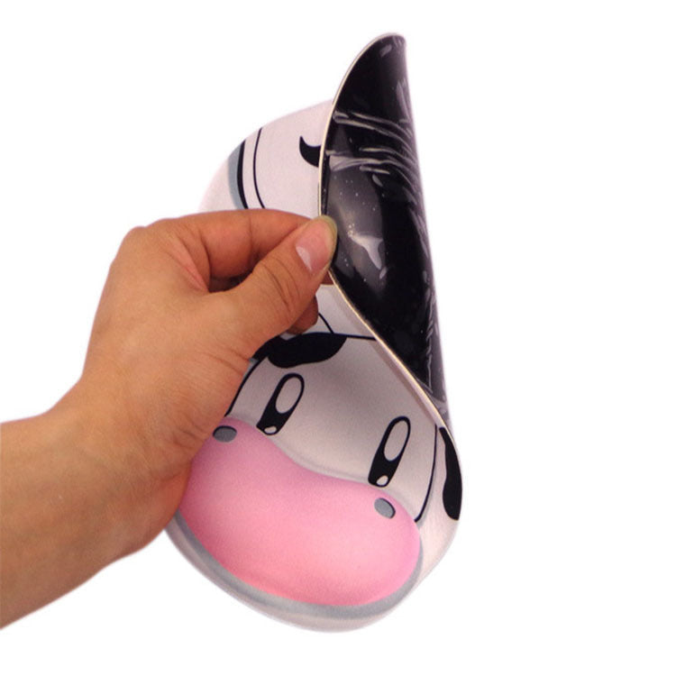 MOUSE PAD Apoya Mano, Alfombrilla súper suave para apoyo de muñeca en silicona, figura de vaca, MOUSEPAD con reposamanos