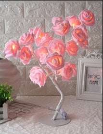 Lámpara de árbol LED Lámpara de árbol con flores de rosas, luces de hadas de árbol con USB, luces nocturnas, decoración de dormitorio
