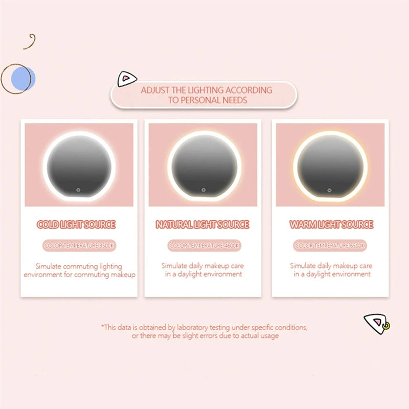 Maleta para maquillaje, Porta cosméticos con luz LED, caja de maquilla con luz inteligente en forma redonda