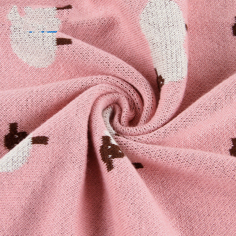 Manta de pelo para bebé, frazada prueba de viento para bebé, protección y calidad para infantes, Manta de punto 100% algodón para niños y niñas con lindas ovejas gris, color rosa