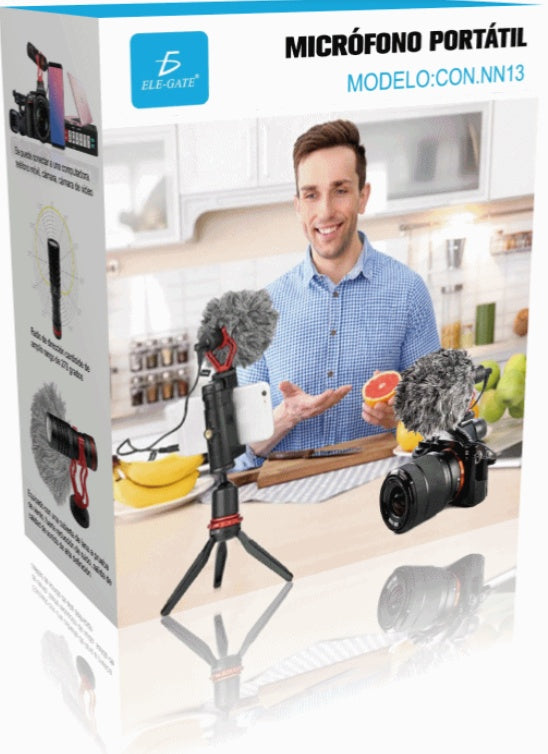 Micrófono Profesional Cardioide para Video y Podcast – Plug & Play, con Antivibración y Cables TRS/TRRS