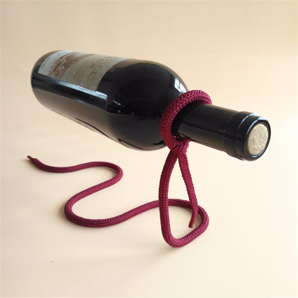 Soporte de botella de vino con diseño flotante, cuerda, lazo, estante para vino, whisky, cocina, bar, pub, accesorios