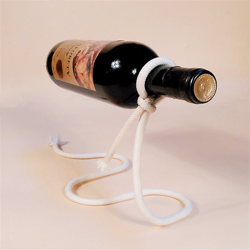 Soporte de botella de vino con diseño flotante, cuerda, lazo, estante para vino, whisky, cocina, bar, pub, accesorios