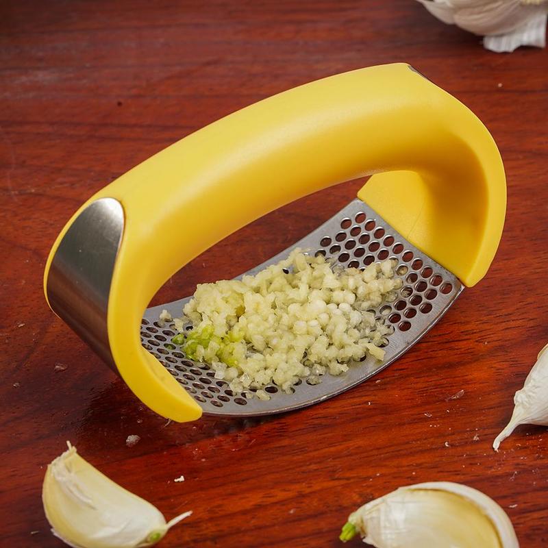Trituradora de ajo de acero inoxidable, prensa de ajo, Manual para el hogar, herramientas curvas para frutas y verduras, utensilios de cocina,