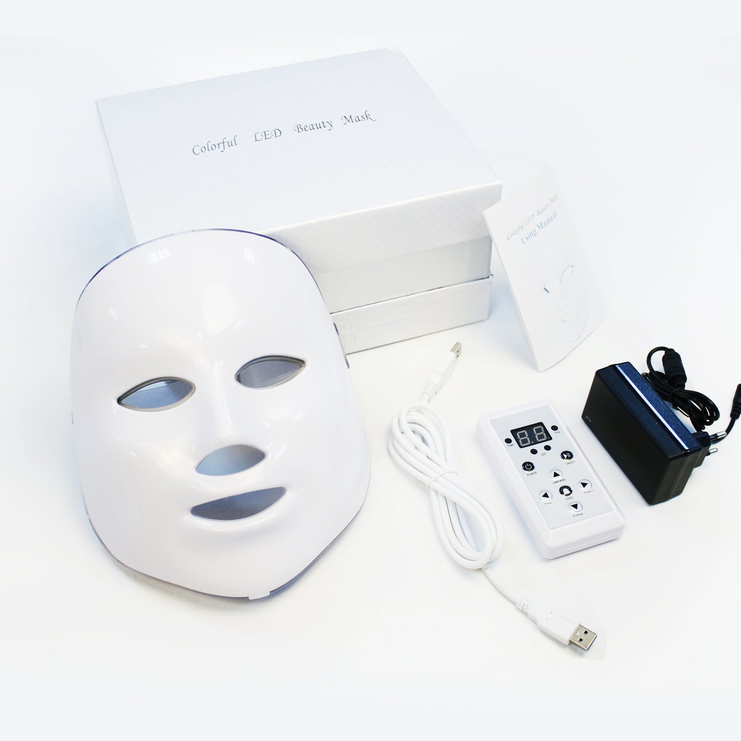 Máscara LED de 7 colores para uso terapéutico en rostro. Máscara facial profesional de fotos con luz LED.