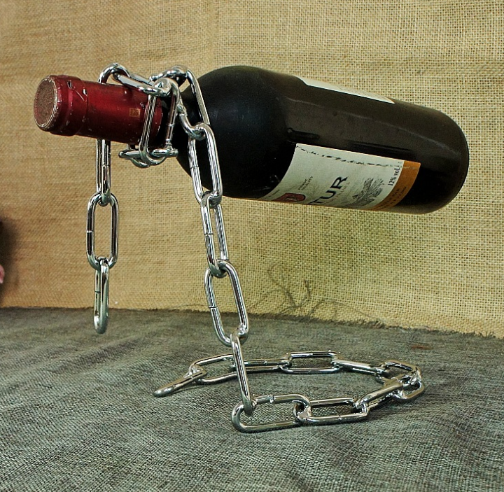 Soporte de botella de vino con diseño flotante, cuerda, lazo, estante para vino, whisky, cocina, bar, pub, accesorios