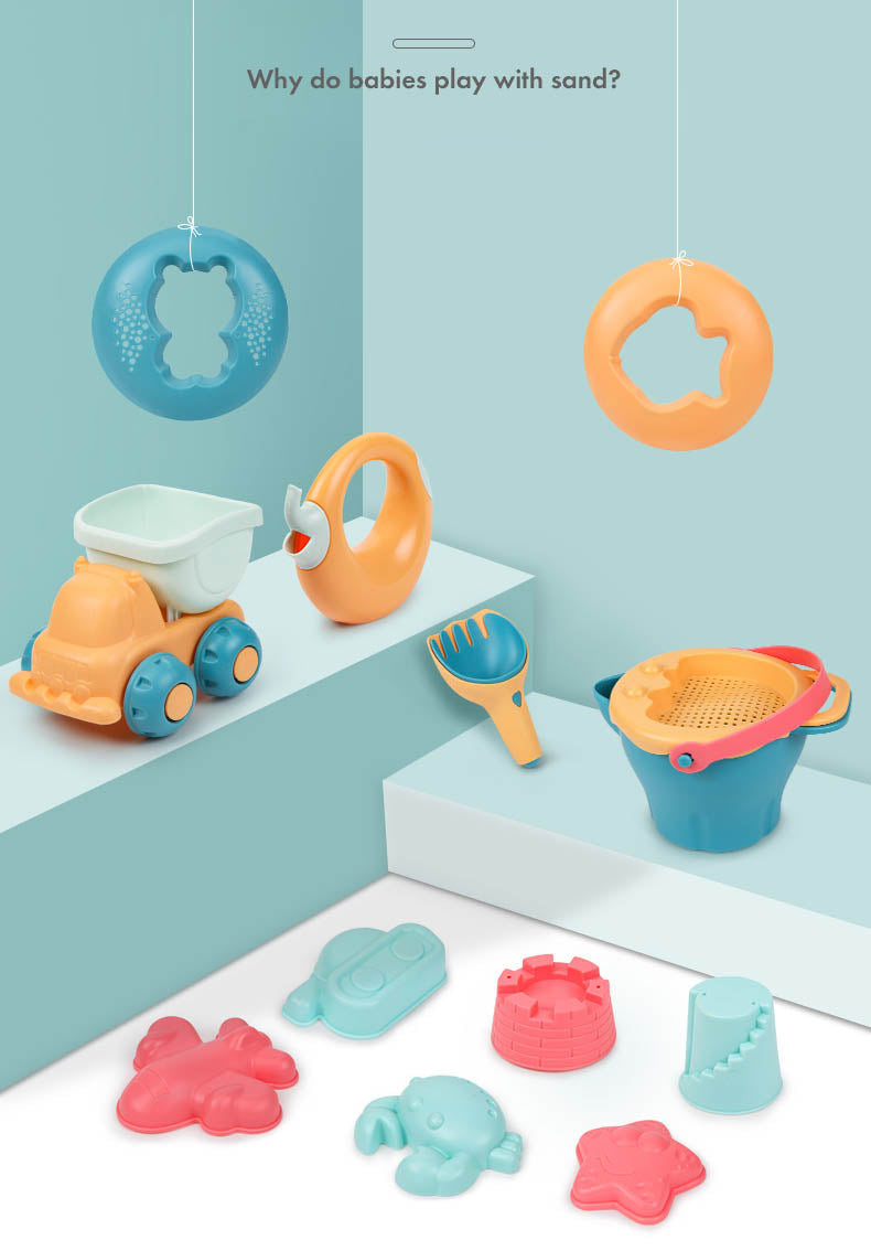 Set de playa para niños, juguetes para la arena, set con balde y accesorios, juguete de calidad para niños pequeños