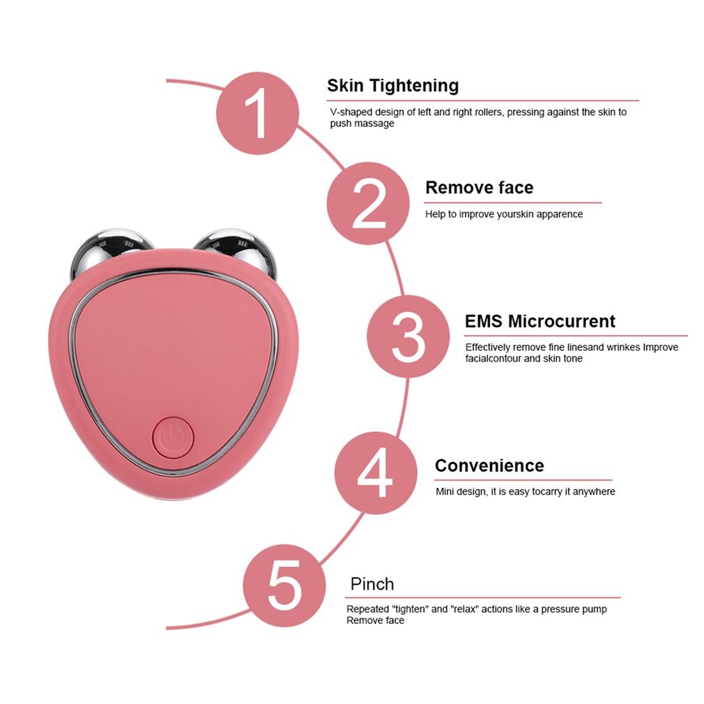 Instrumento de belleza de microcorriente facial portátil para levantar, adelgazar y reducir, masajeador de doble rodillo, antiedad