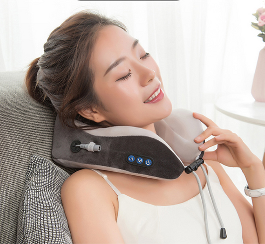 Masajeador de cuello eléctrico, almohada en forma de U, masajeador cervical portátil multifuncional para hombros, masaje para el hogar y el coche al aire libre