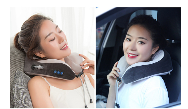 Masajeador de cuello eléctrico, almohada en forma de U, masajeador cervical portátil multifuncional para hombros, masaje para el hogar y el coche al aire libre