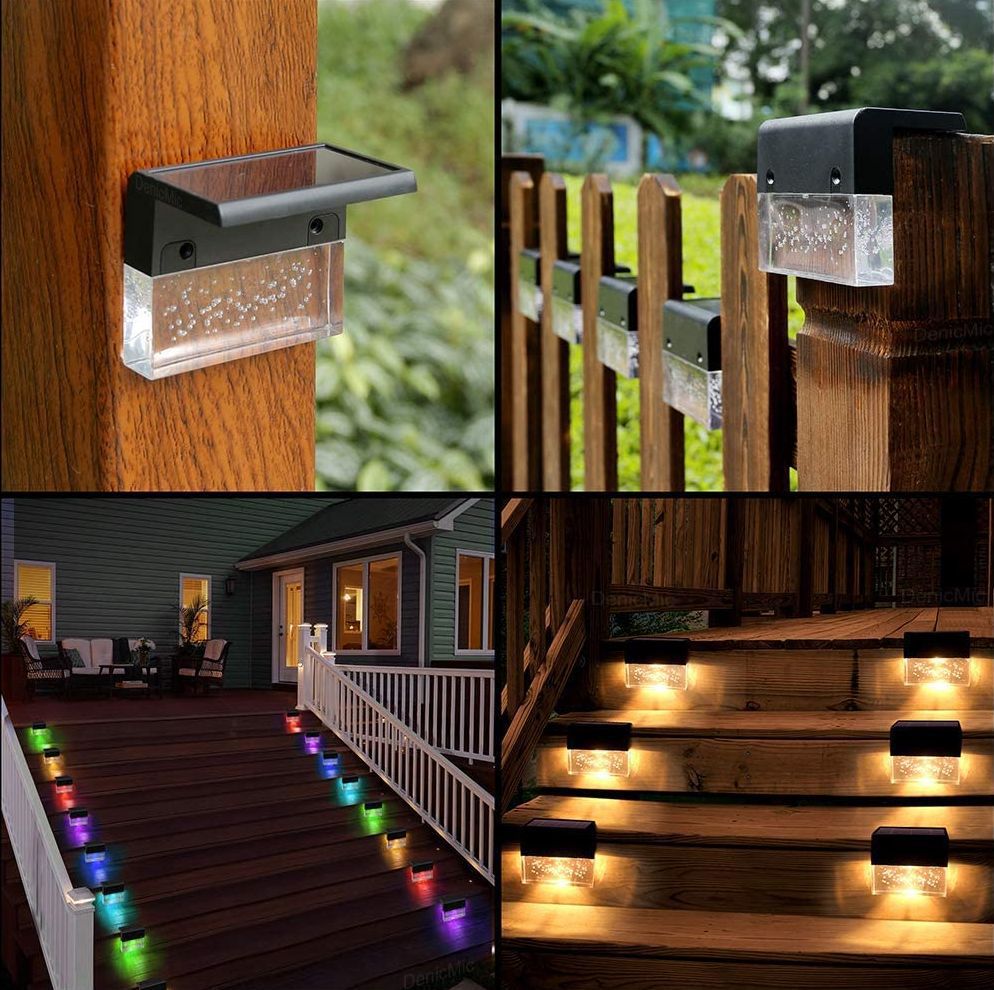 Luz solar para exteriores, luces de colores con recarga solar, luz impermeable de la cerca del paso de la luz solar del RGB LED