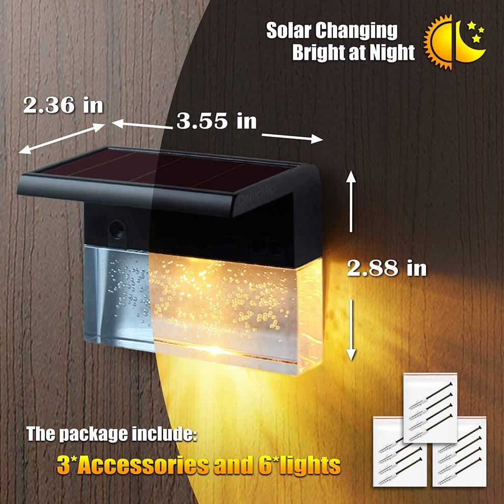 Luz solar para exteriores, luces de colores con recarga solar, luz impermeable de la cerca del paso de la luz solar del RGB LED