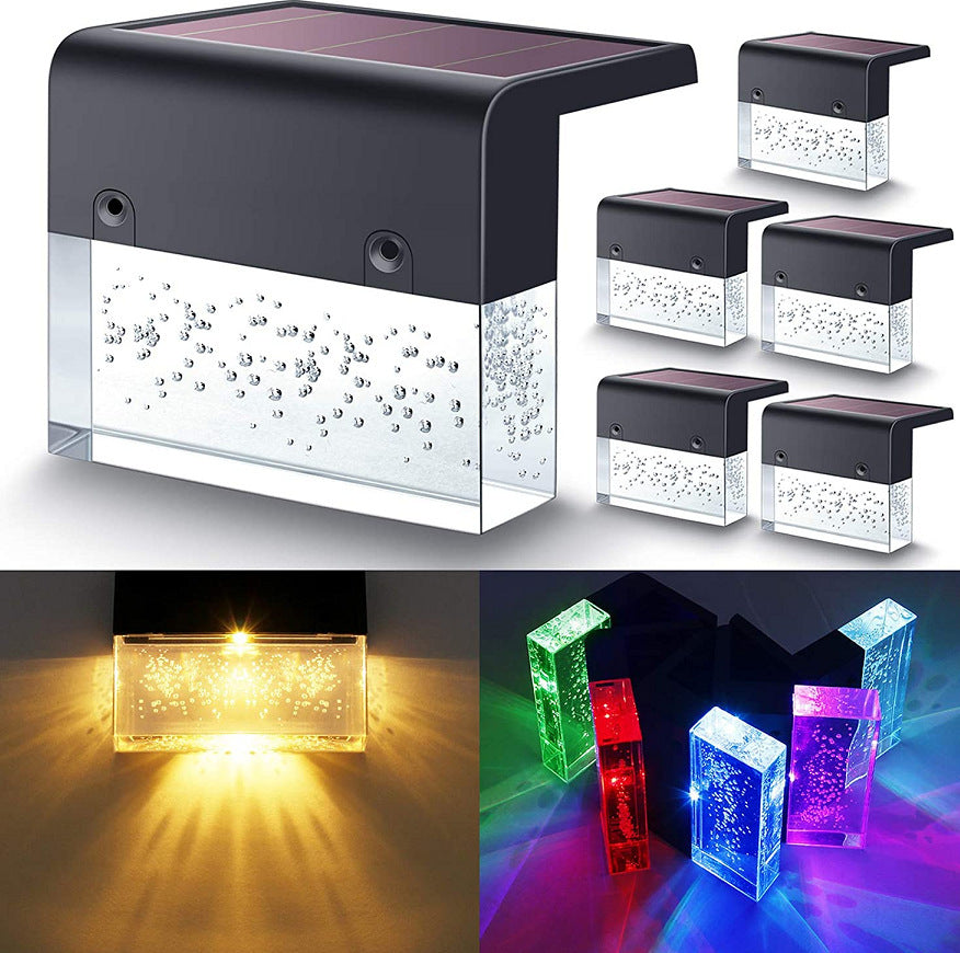 Luz solar para exteriores, luces de colores con recarga solar, luz impermeable de la cerca del paso de la luz solar del RGB LED