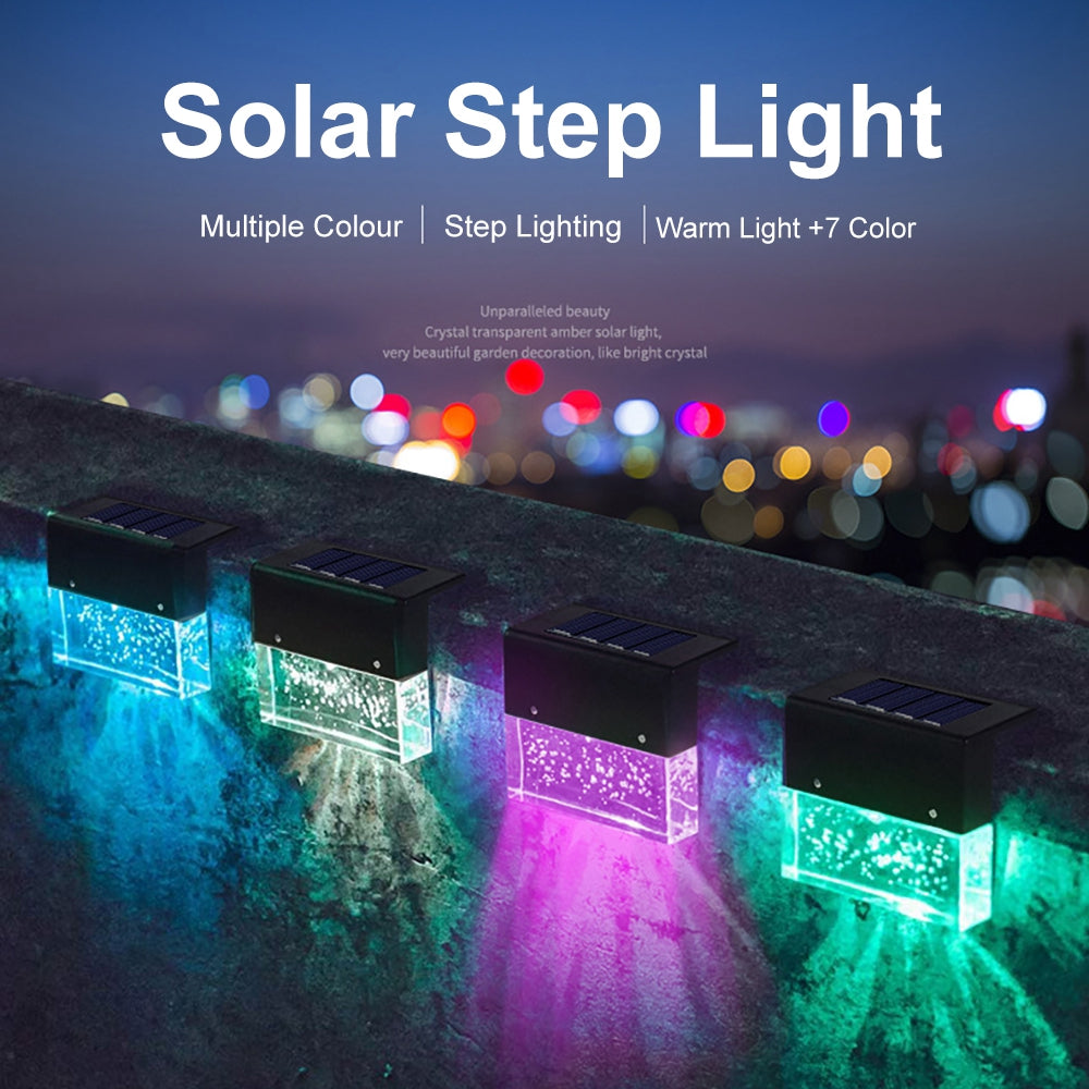 Luz solar para exteriores, luces de colores con recarga solar, luz impermeable de la cerca del paso de la luz solar del RGB LED