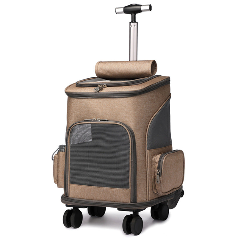 Mochila plegable portátil para mascotas, mochila para perros y gatos que viajan con carrito de ruedas, carrito Universal, bolsa para mascotas