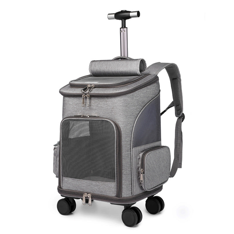 Mochila plegable portátil para mascotas, mochila para Perros y gatos que viajan con carrito de ruedas, Carrito Universal, bolsa para mascotas
