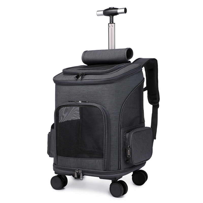 Mochila plegable portátil para mascotas, mochila para perros y gatos que viajan con carrito de ruedas, carrito Universal, bolsa para mascotas