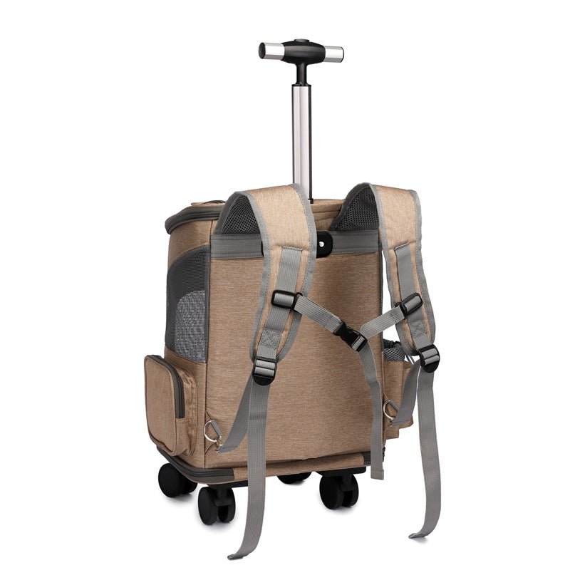 Mochila plegable portátil para mascotas, mochila para perros y gatos que viajan con carrito de ruedas, carrito Universal, bolsa para mascotas
