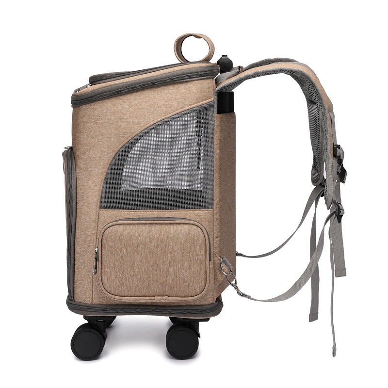 Mochila plegable portátil para mascotas, mochila para perros y gatos que viajan con carrito de ruedas, carrito Universal, bolsa para mascotas