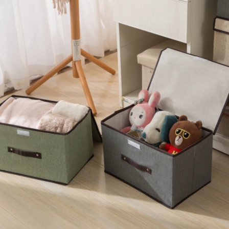 Caja de almacenamiento plegable con Capacidad: 35L y tapa x 2 unidades