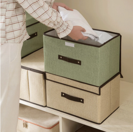 Caja de almacenamiento plegable con Capacidad: 35L y tapa x 2 unidades