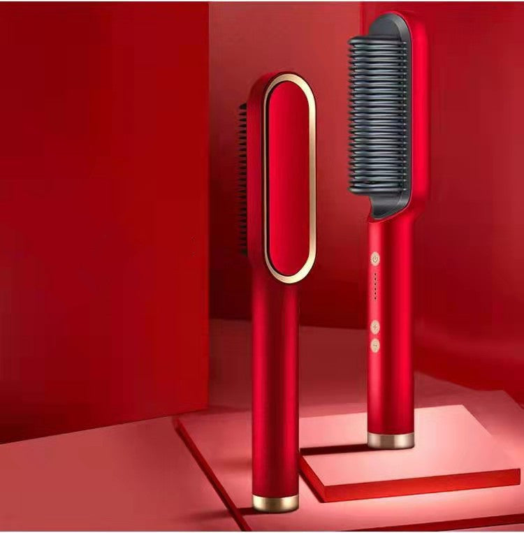Nueva plancha de pelo 2 en 1, peine caliente, rizador de iones negativos, cepillo eléctrico de doble propósito.