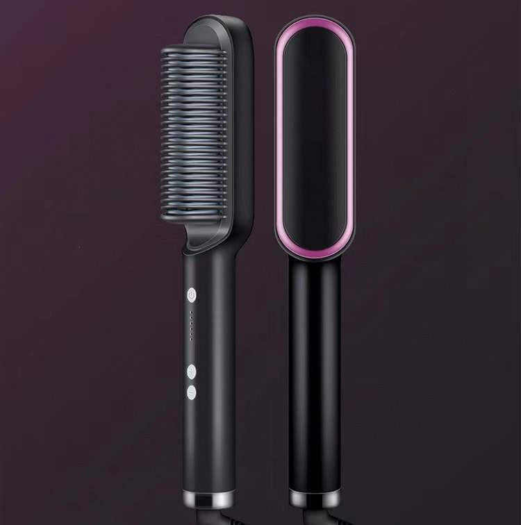 Nueva plancha de pelo 2 en 1, peine caliente, rizador de iones negativos, cepillo eléctrico de doble propósito.